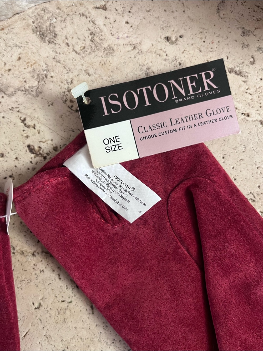 isotoner Women’s Burgundy Suede Gloves - Picture 7 of 8